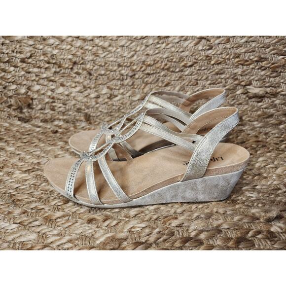 New! LifeStride Women's 9.5 M Mesmerize Gold Flex Comfort Sparkly Wedges - Picture 2 of 11